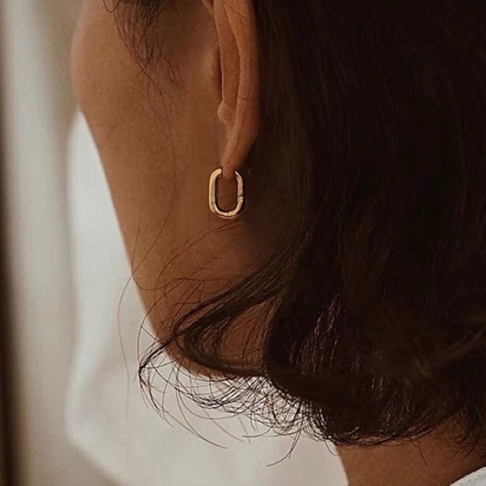 💎 BOGO‼️Minimalist S925 rectangle hoops simple basic earrings - Picture 4 of 15